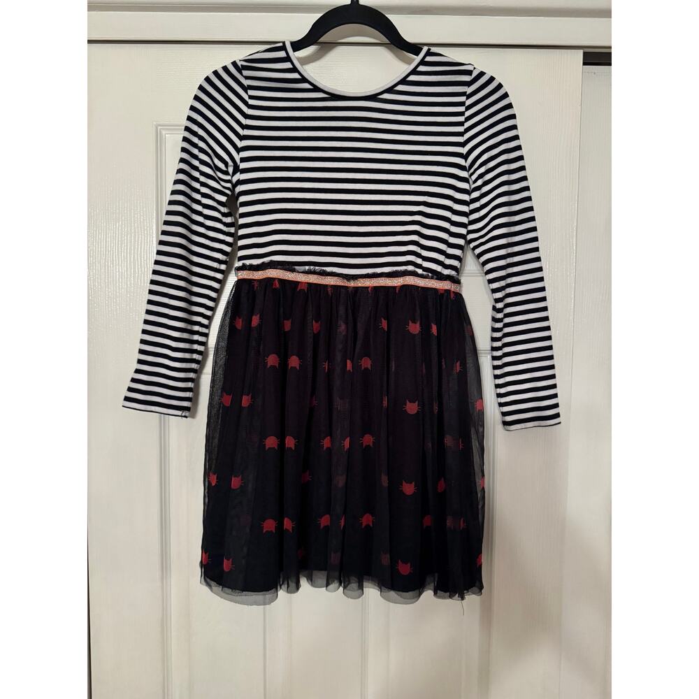 Cat & Jack Girls Cat Graphic Striped Tutu Tulle Skirt Dress size 10/12